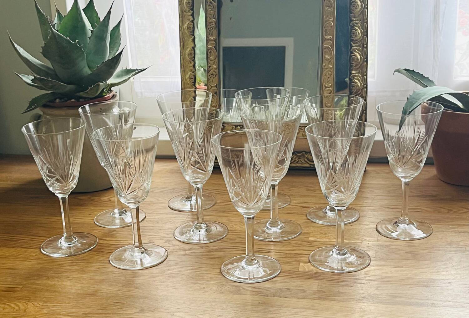 Cut crystal wine glasses