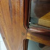 Mahogany column showcase, 1 glass door, 1 drawer, 5 wooden shelves