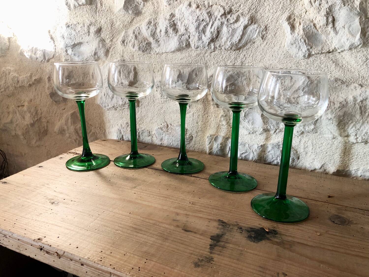 Antique white wine glasses
