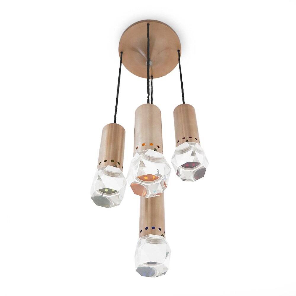 Chandelier with 4 pendants and acrylic glass diffusers by Gaetano Missaglia, 1960s.