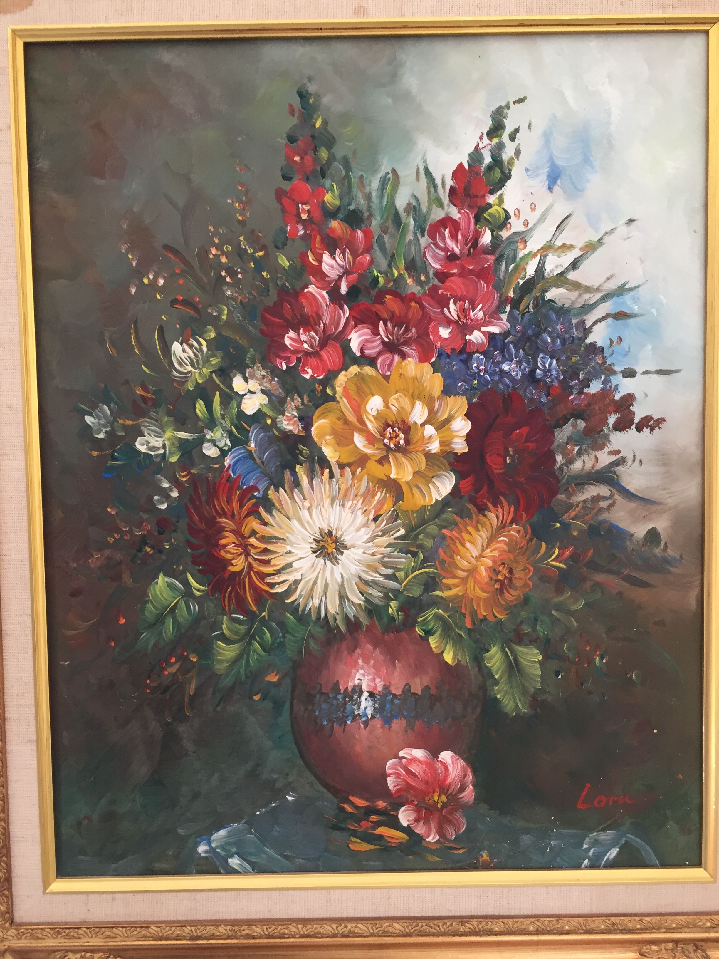 Framed canvas flower board