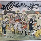 3 placards cartonnés 1920 alphabet des vacances ed bernard carant, dessins de la neziere, de a à z