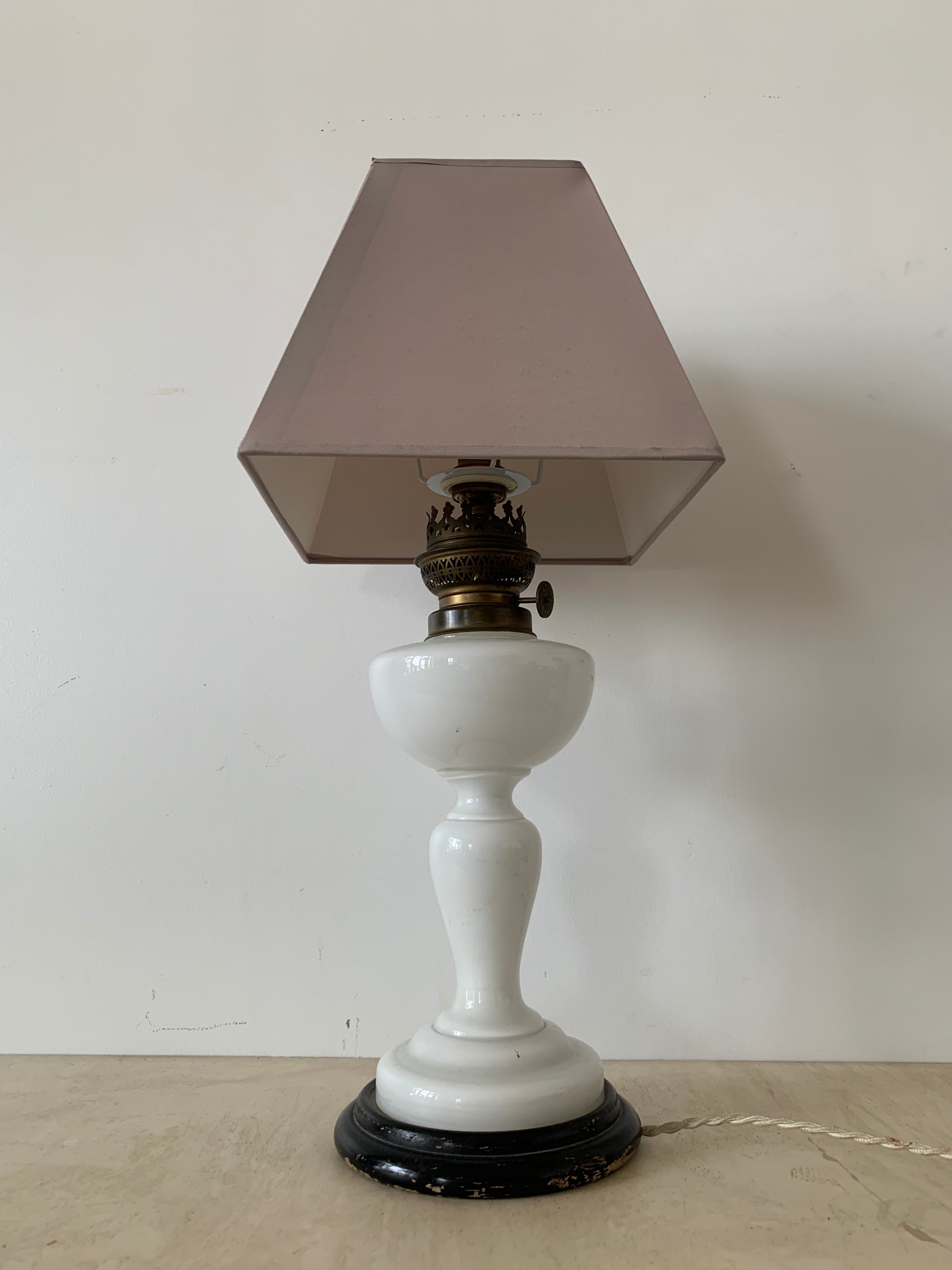 Antique opaline table lamp