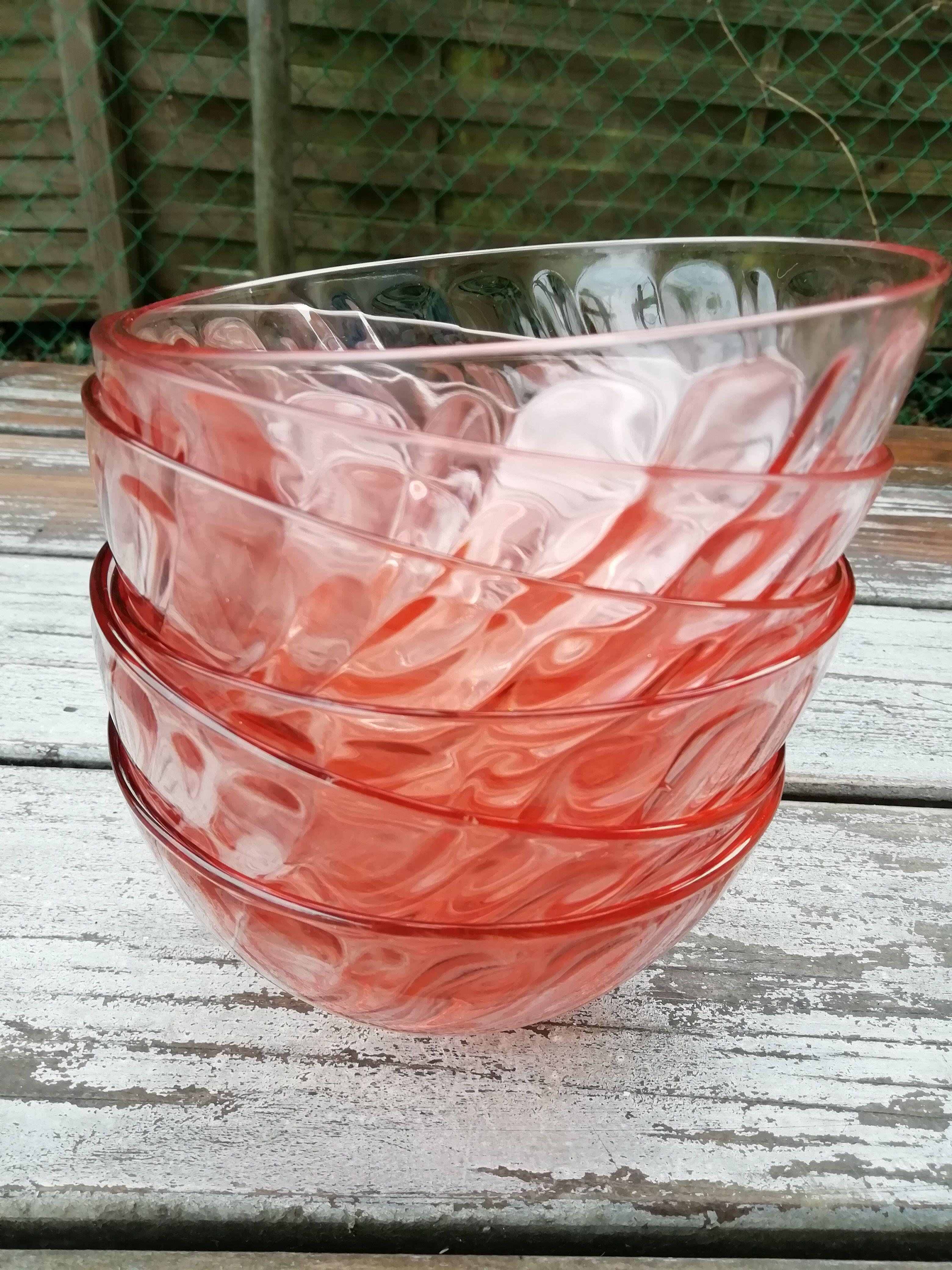 lot of rosaline pink glass bowls