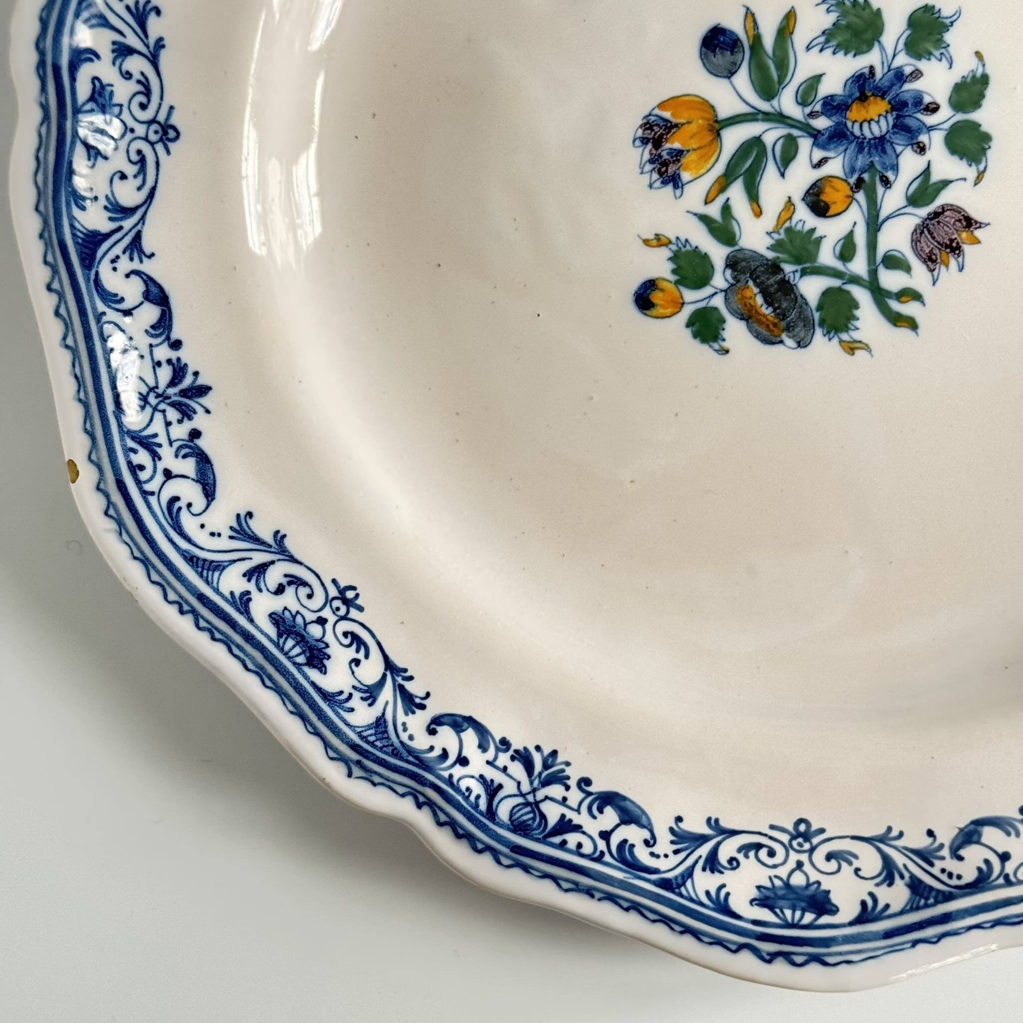 2 Moustiers Earthenware Plates | 18th Century | Colorful Floral Decor