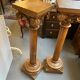 Pair of columns in light oak carved from the late 19th century, good quality, capital