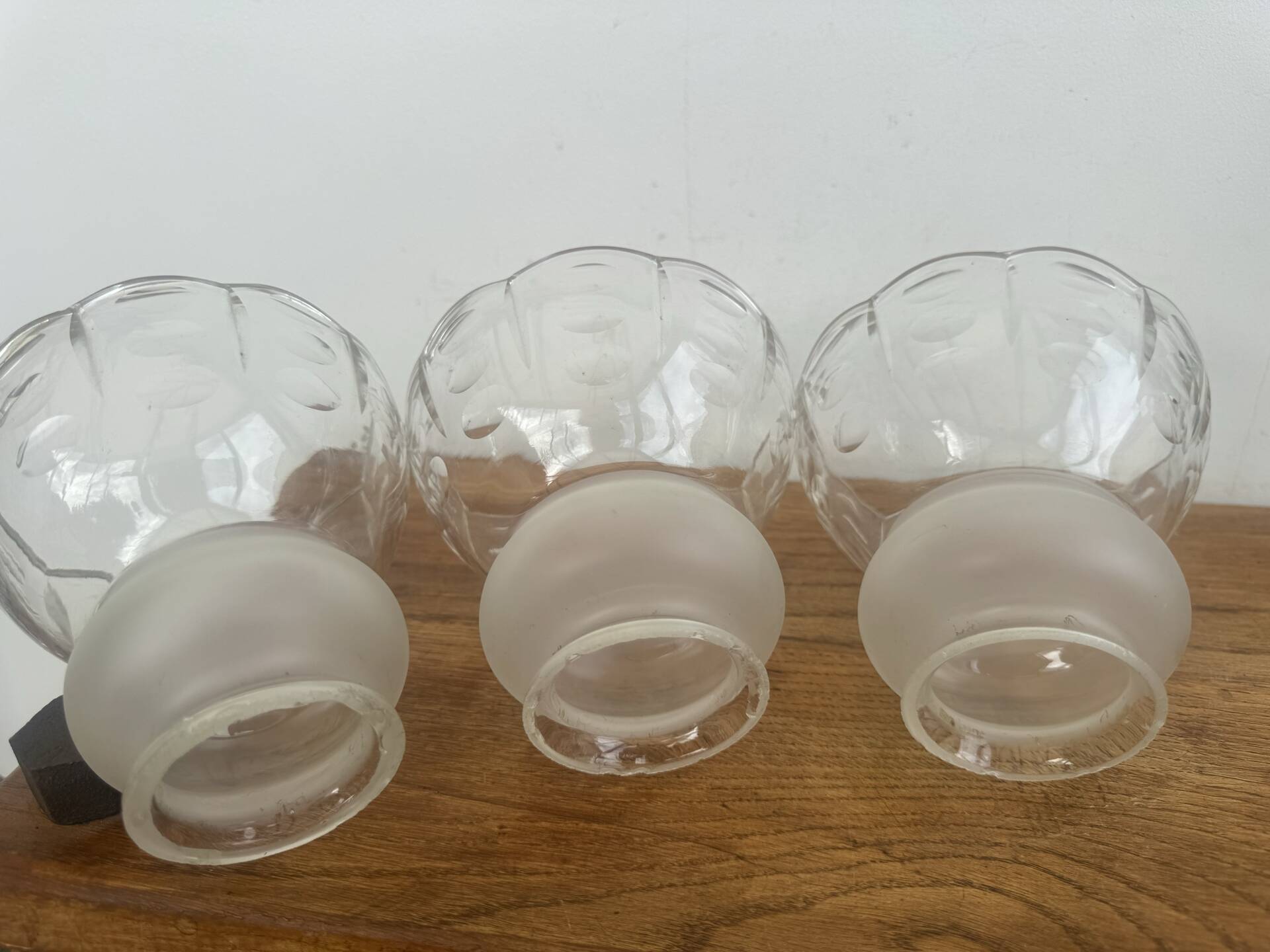Lot 3 Tulips Antique Glass Cut Frosted Art Deco Lamps Lu