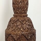 Carved wooden lamp base
