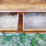 Antique solid blond walnut console table