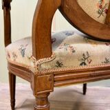 Medallion armchair in natural wood from louis xvi xviii eme century