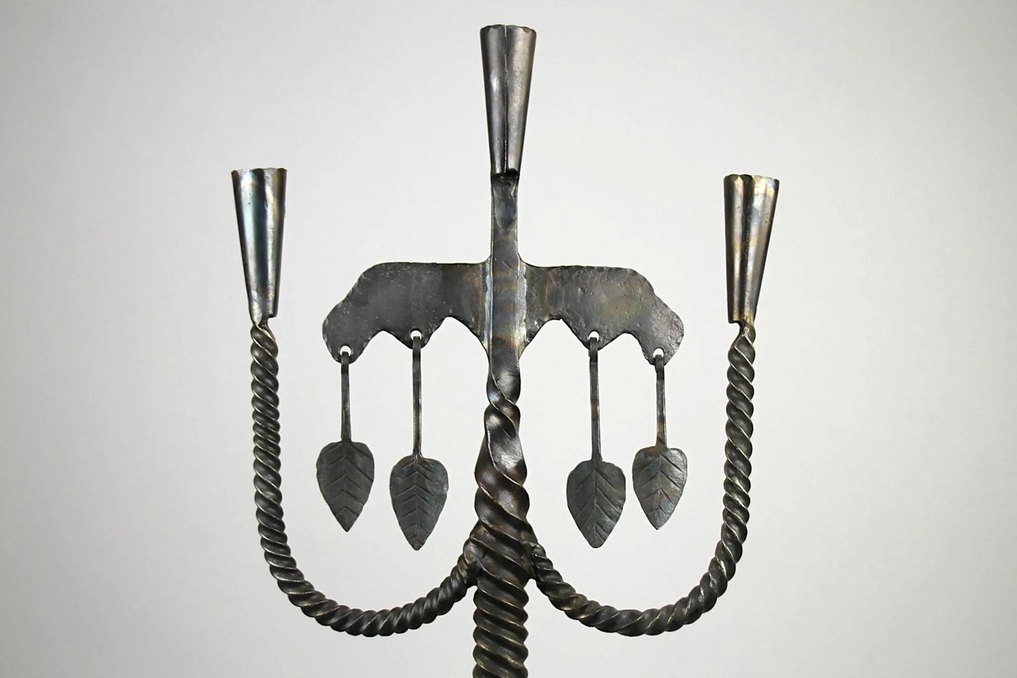 Hand-Forged Wrought Iron Brutalist Candelabra, Scandinavia — circa 1960s/1970s