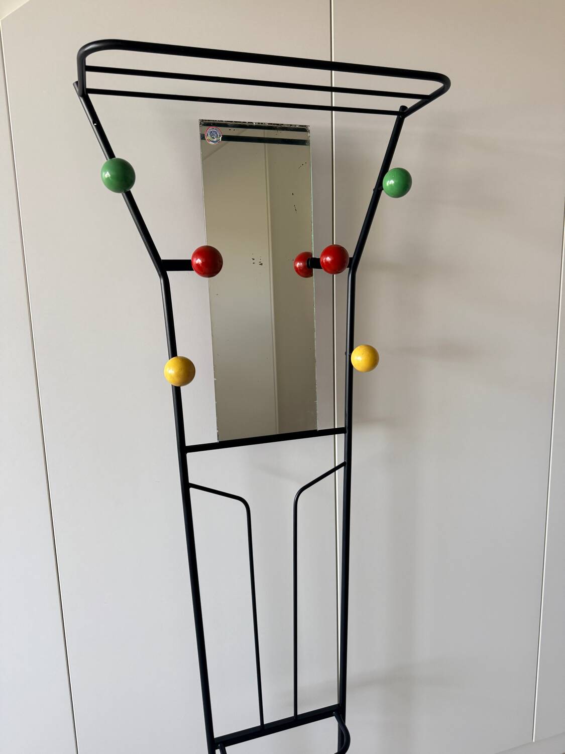 Coat rack, vintage cloakroom with mirror