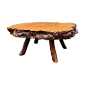 Table basse tronc d'arbre bois ancien vintage