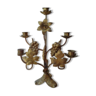 Brass chandelier has 5 branches