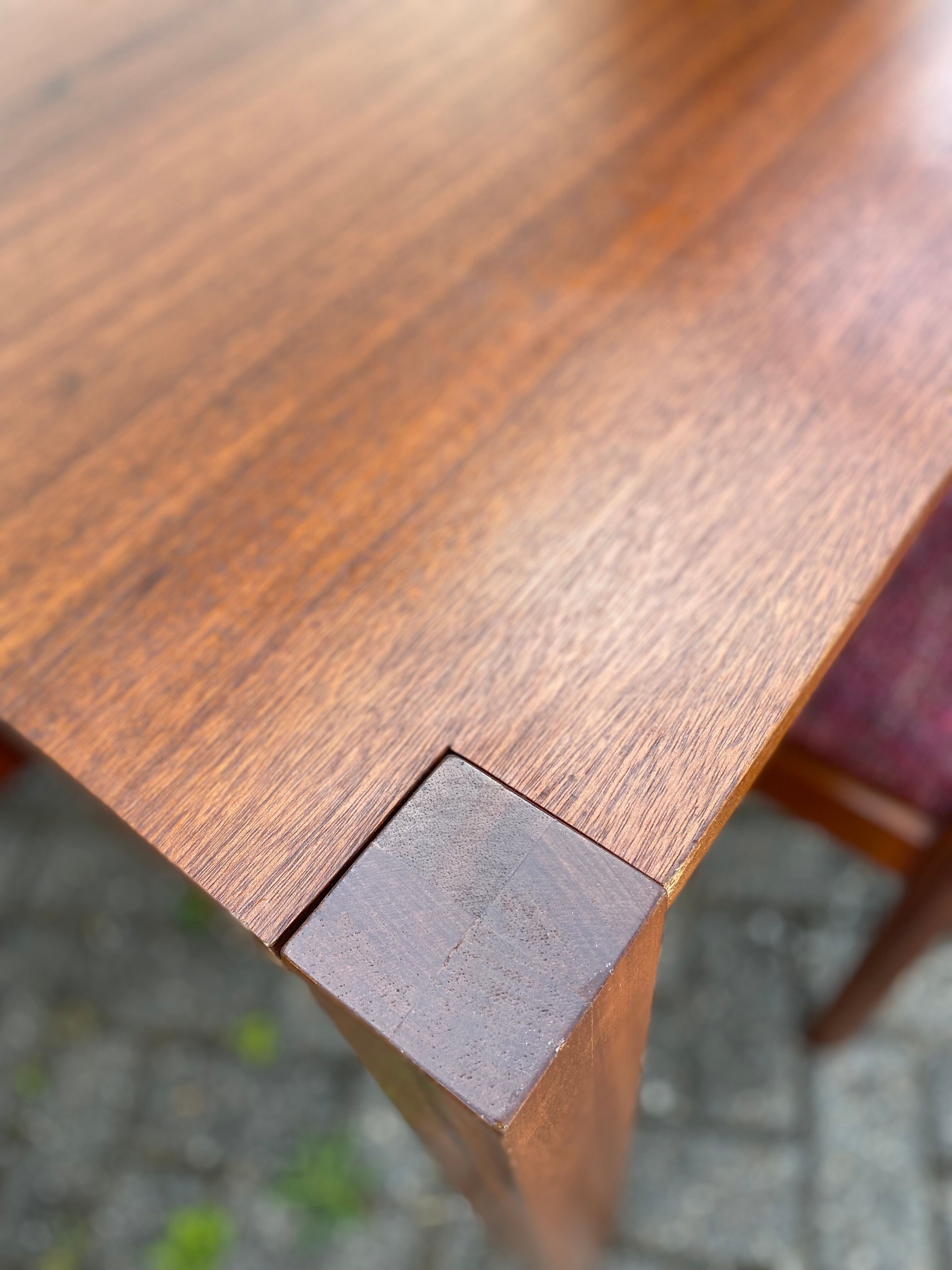Teak wood dining table with 6 vintage rosewood chairs