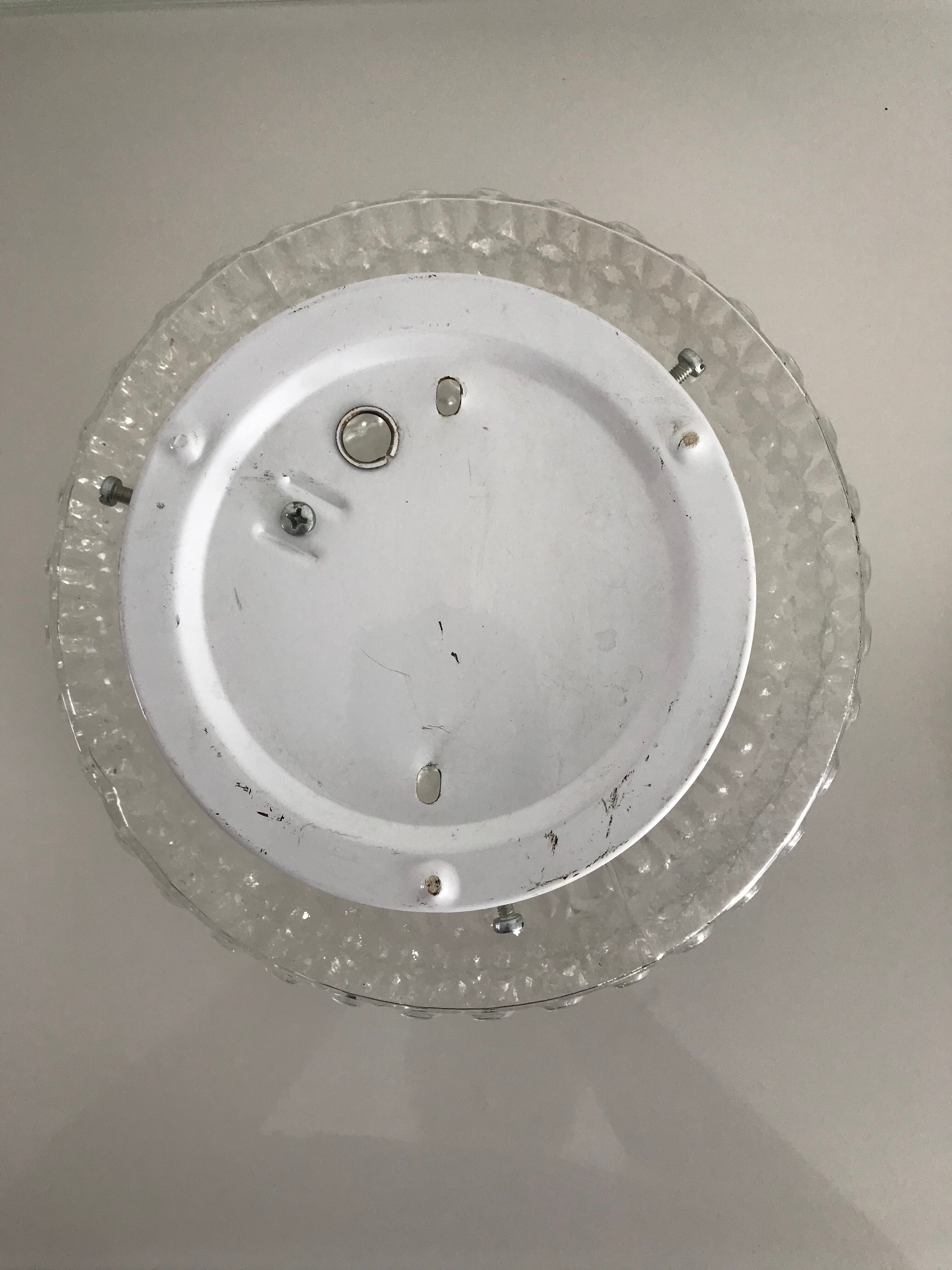 Round cast glass ceiling light