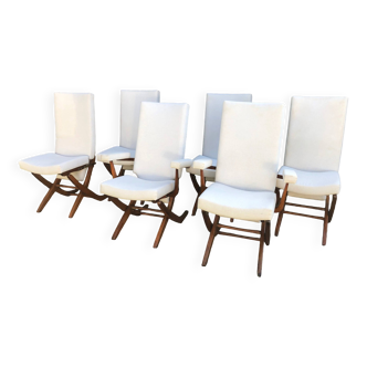 Set of 4 Polyconfort chairs and 2 reclining armchairs