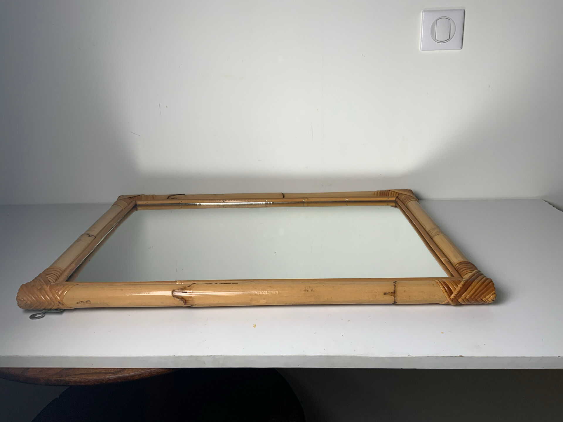 Miroir en rotin vintage
