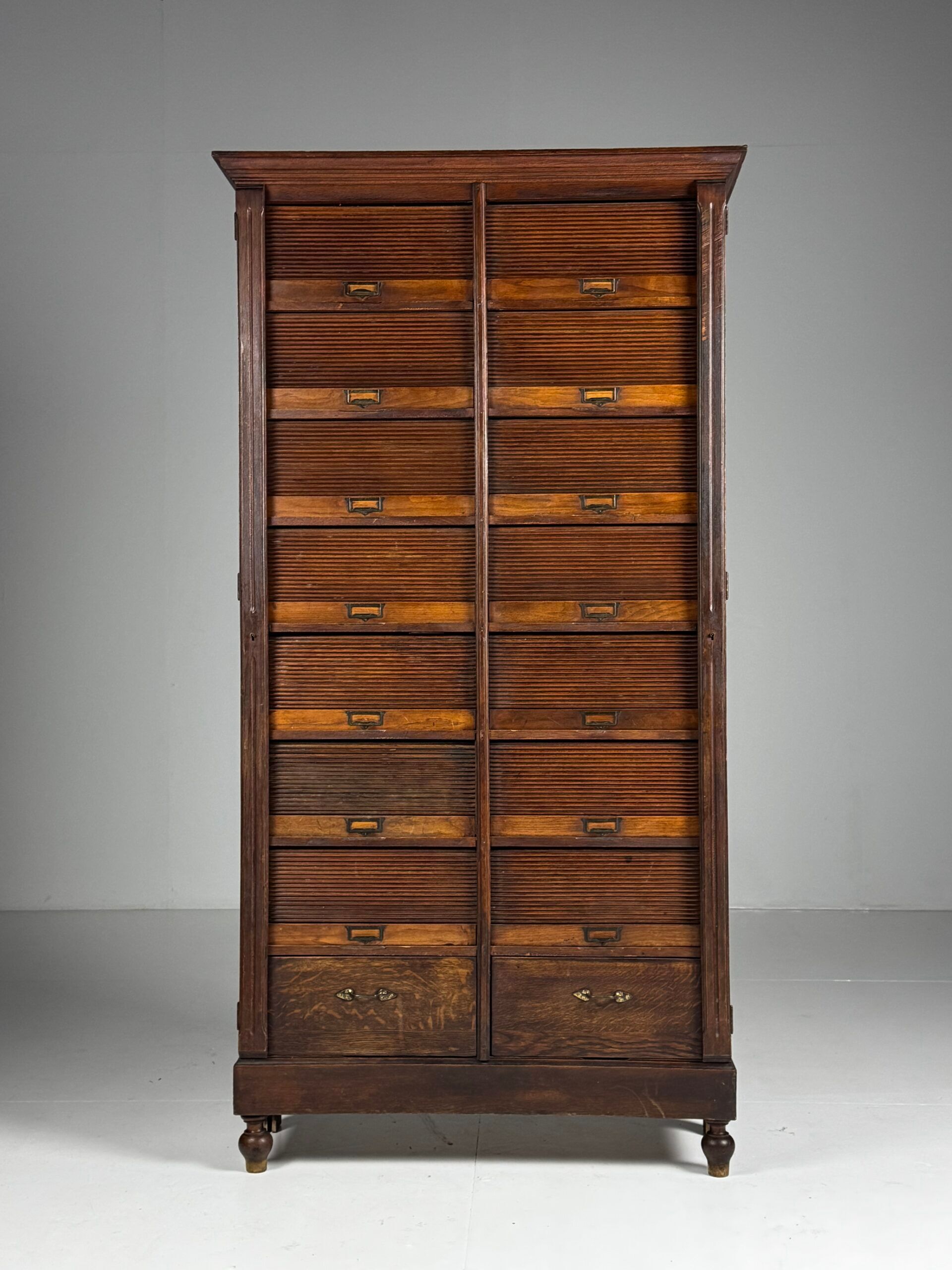 Antique archive cabinet with roller doors
