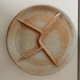 trio of brown stoneware crudité/fondue plates