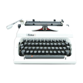 Typewriter erika 158 vintage collector reviewed with her suitcase leather and nine tape