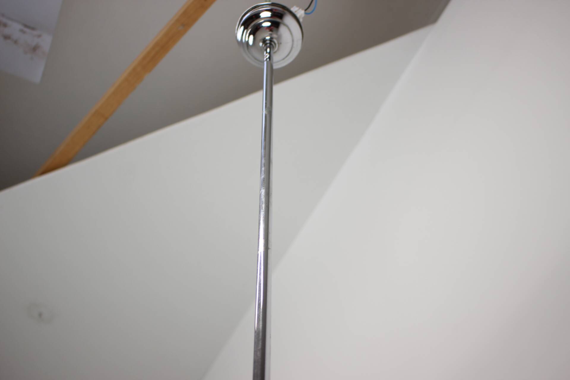 Art Deco Chrome and Pink Glass Chandelier, 1930's, Czechoslovakia