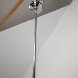 Art Deco Chrome and Pink Glass Chandelier, 1930's, Czechoslovakia