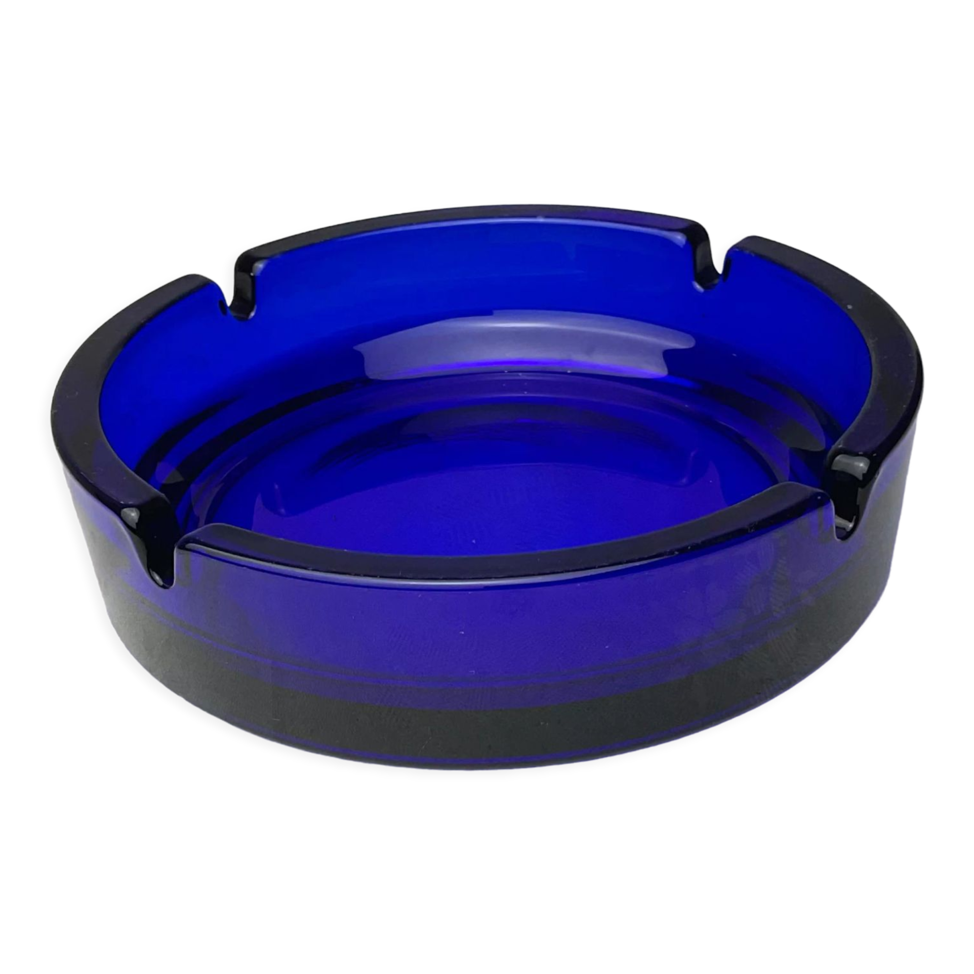 Blue glass ashtray