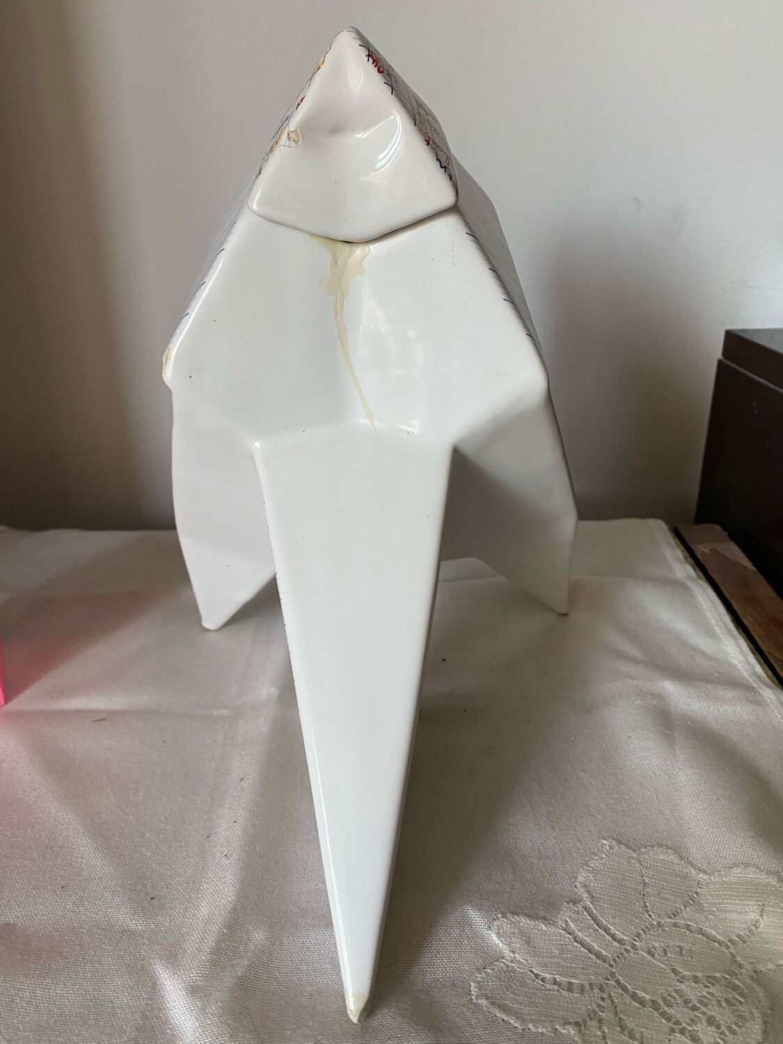 Teapot origami shape ceramic vintage 80's