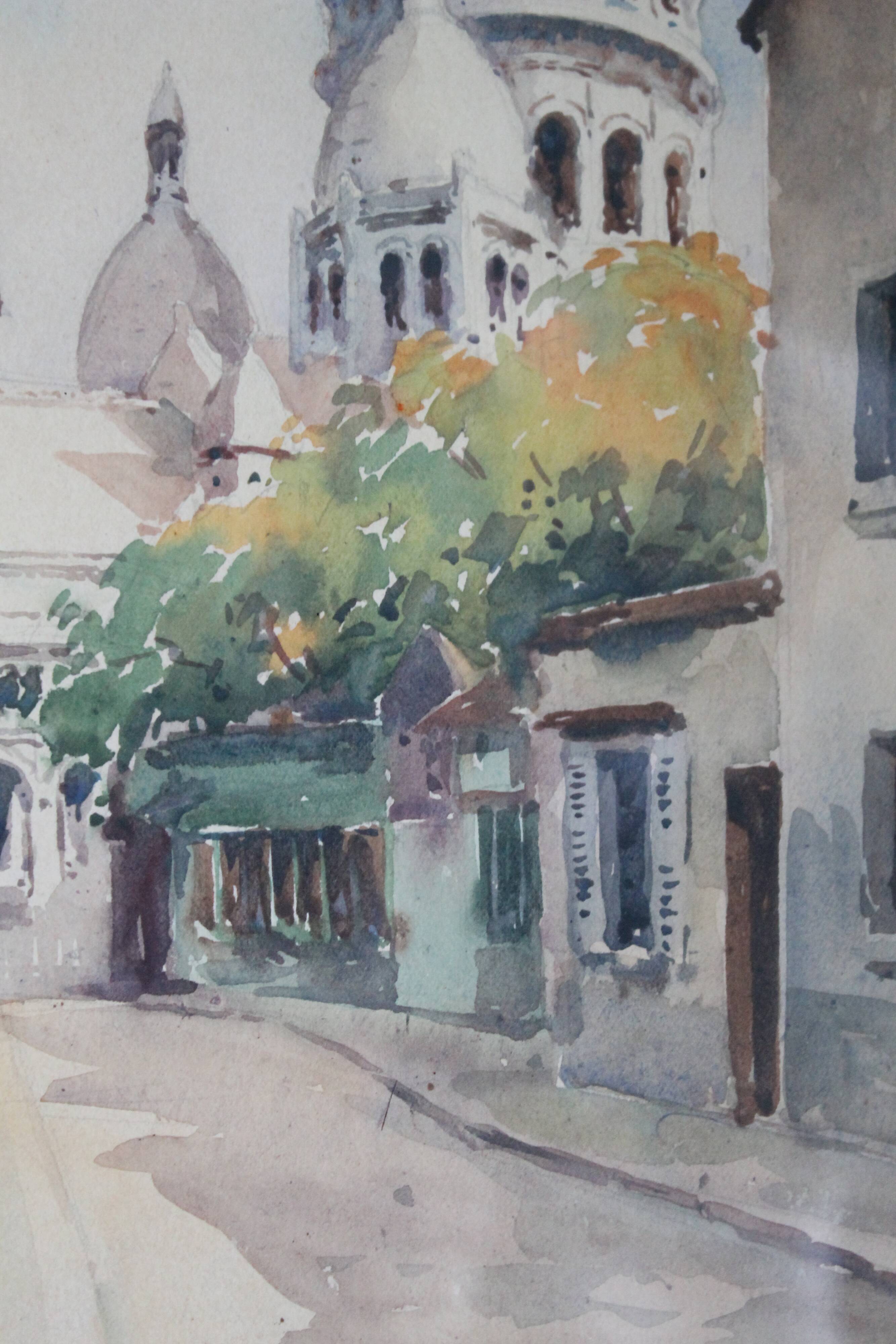 Watercolour "The Sacré-Cœur from Montmartre" by Henri Alexis Schaeffer 1942