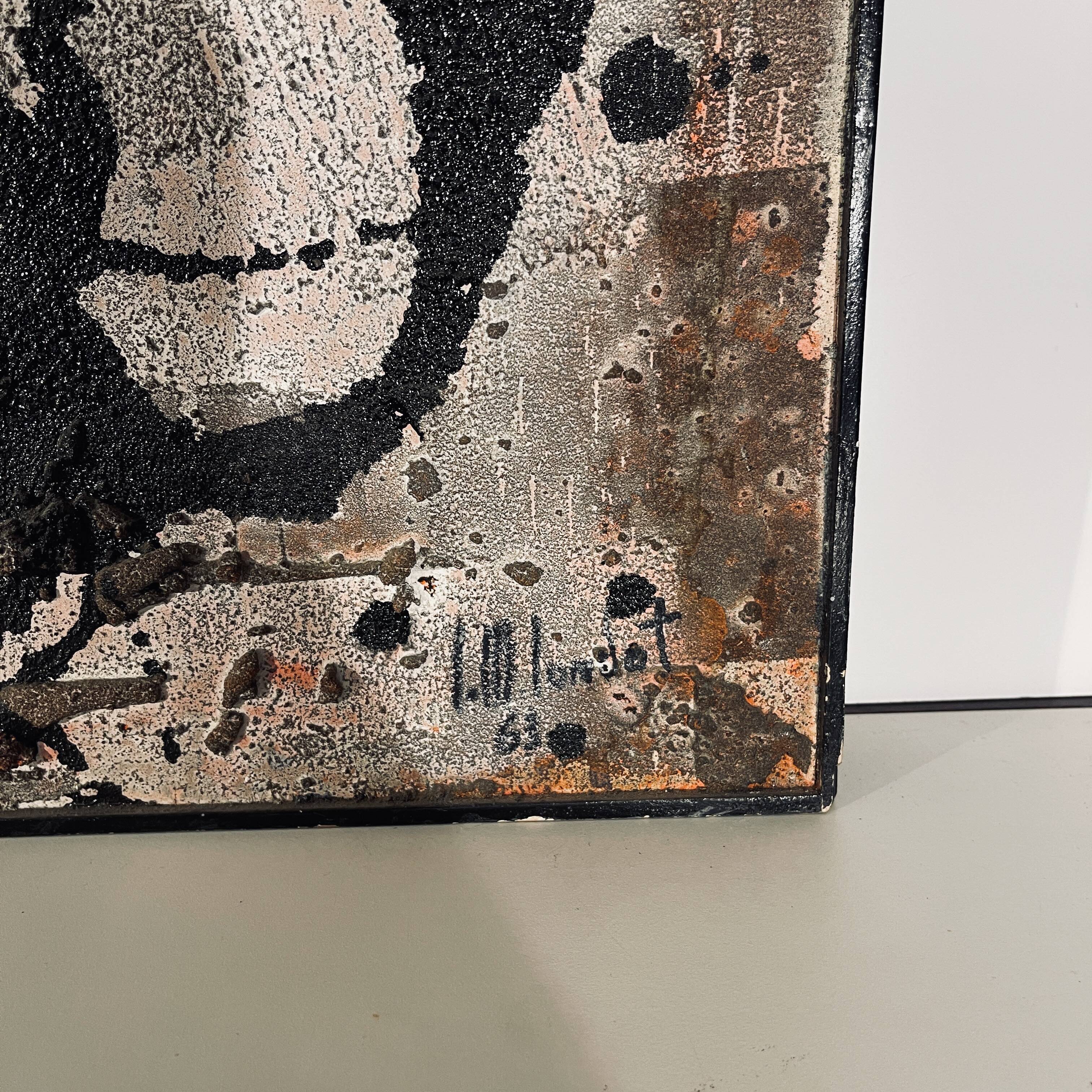 abstract painting, oil and concretions on panel No. 16, LM Londot 1963