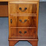 Vintage satin wood partner desk with leather top.