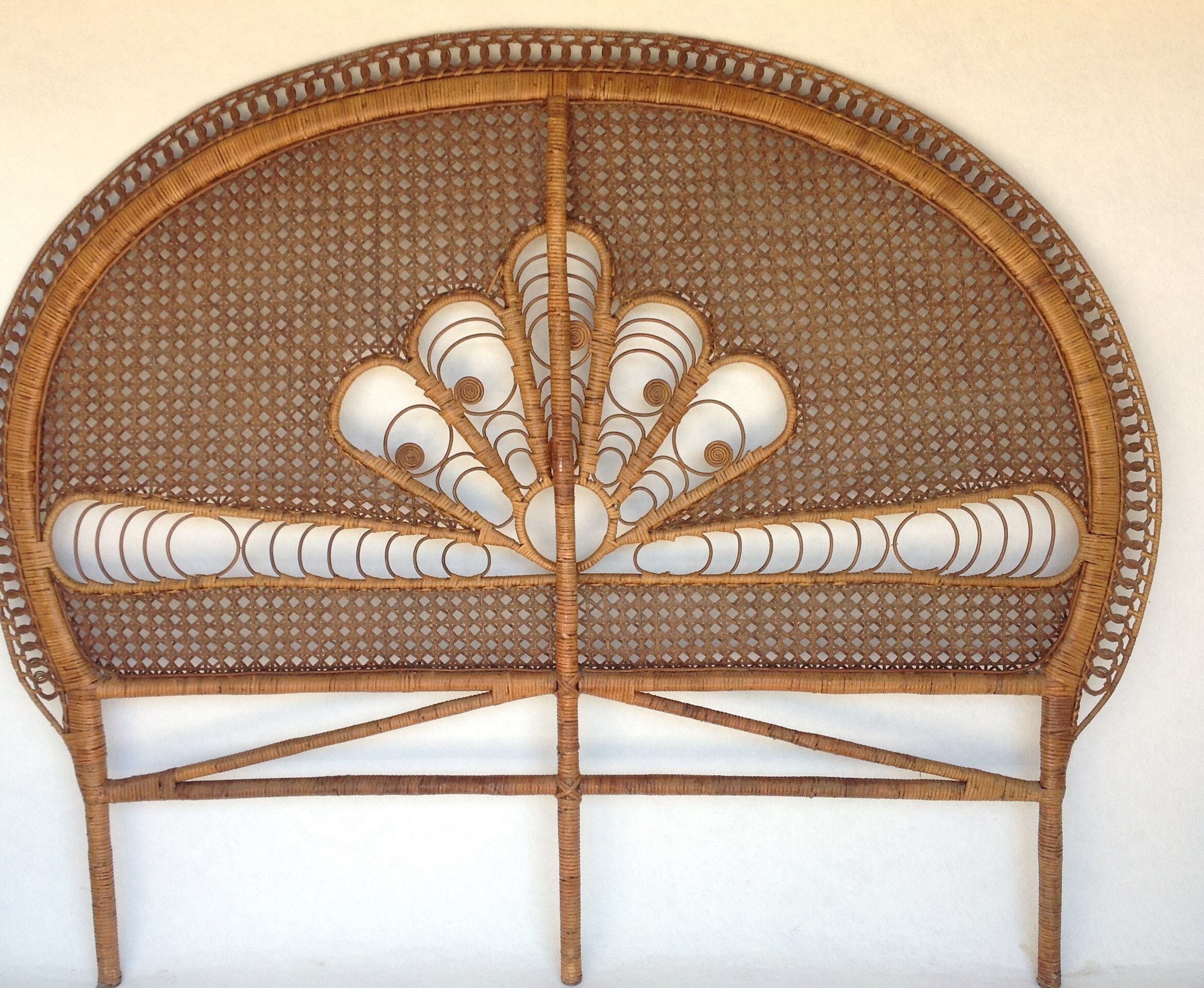 Vintage rattan bed head