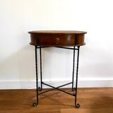 Side table / bedside table / pedestal table / antique wooden harness and canning