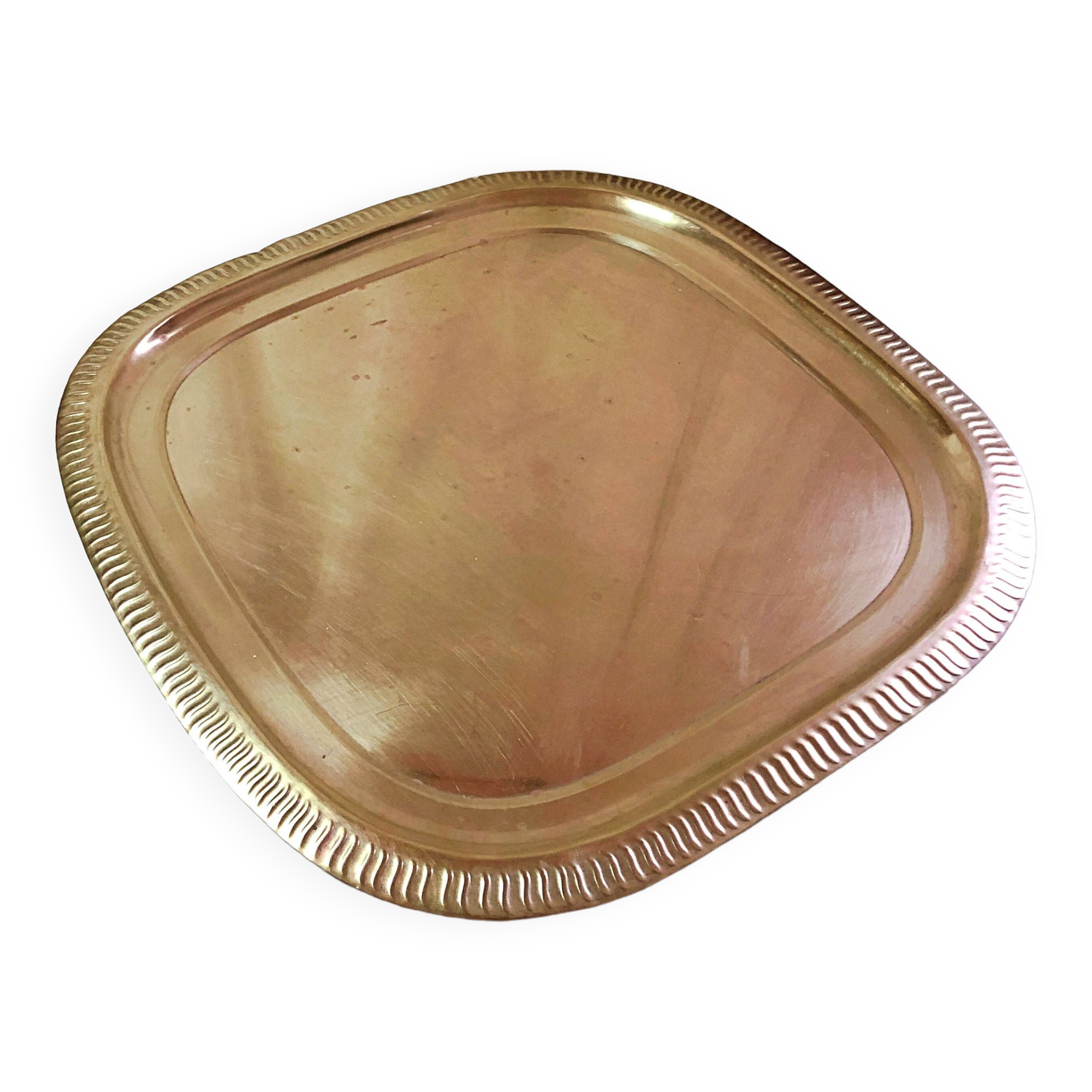Large gilded copper serving tray early 20th century