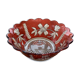 Red and transparent glass bowl with floral motifs and vintage wheat cobs