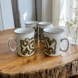 Set of vintage Duncan Ceramics glazed stoneware mugs made in Scotland Style