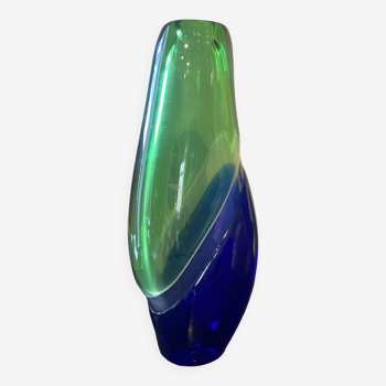 Vase en cristal bi-colore