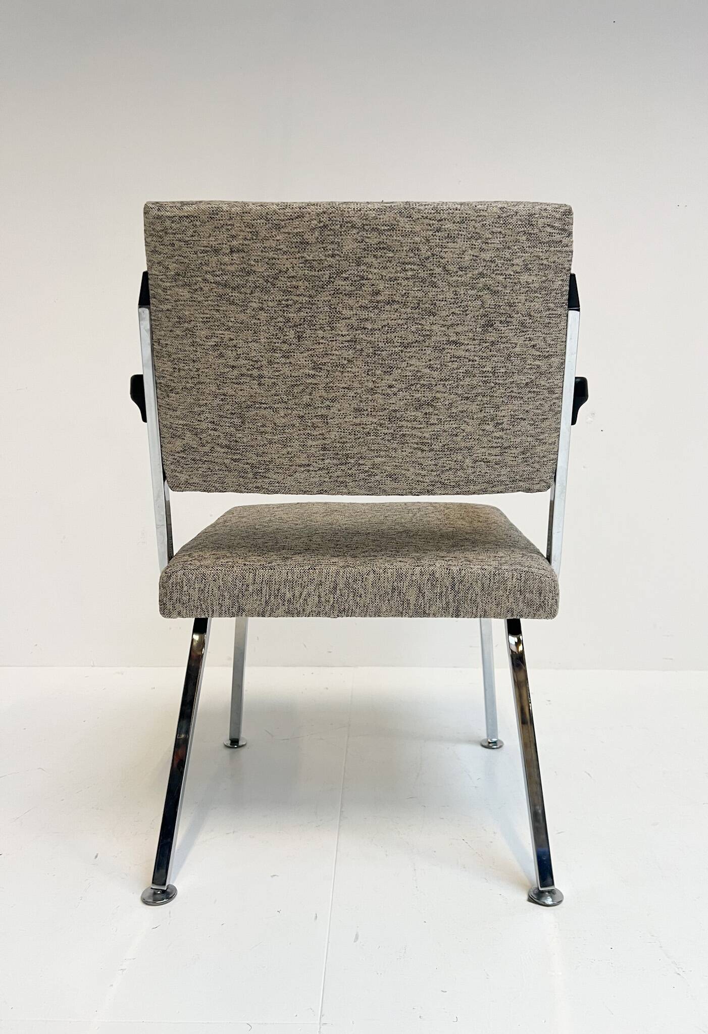 Gray upholstered designer armchair attributed to Gispen, 1960s