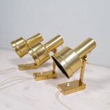 Mid-Century Modern Set of 3 Brass Wall Sconces by Sundstedt Sweden