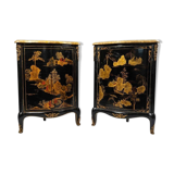 Pair of black wood corner buffets