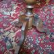 Pedestal table chessboard inlaid old pegs and staples