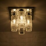 Brutalist “Ice glass” ceiling lamp.