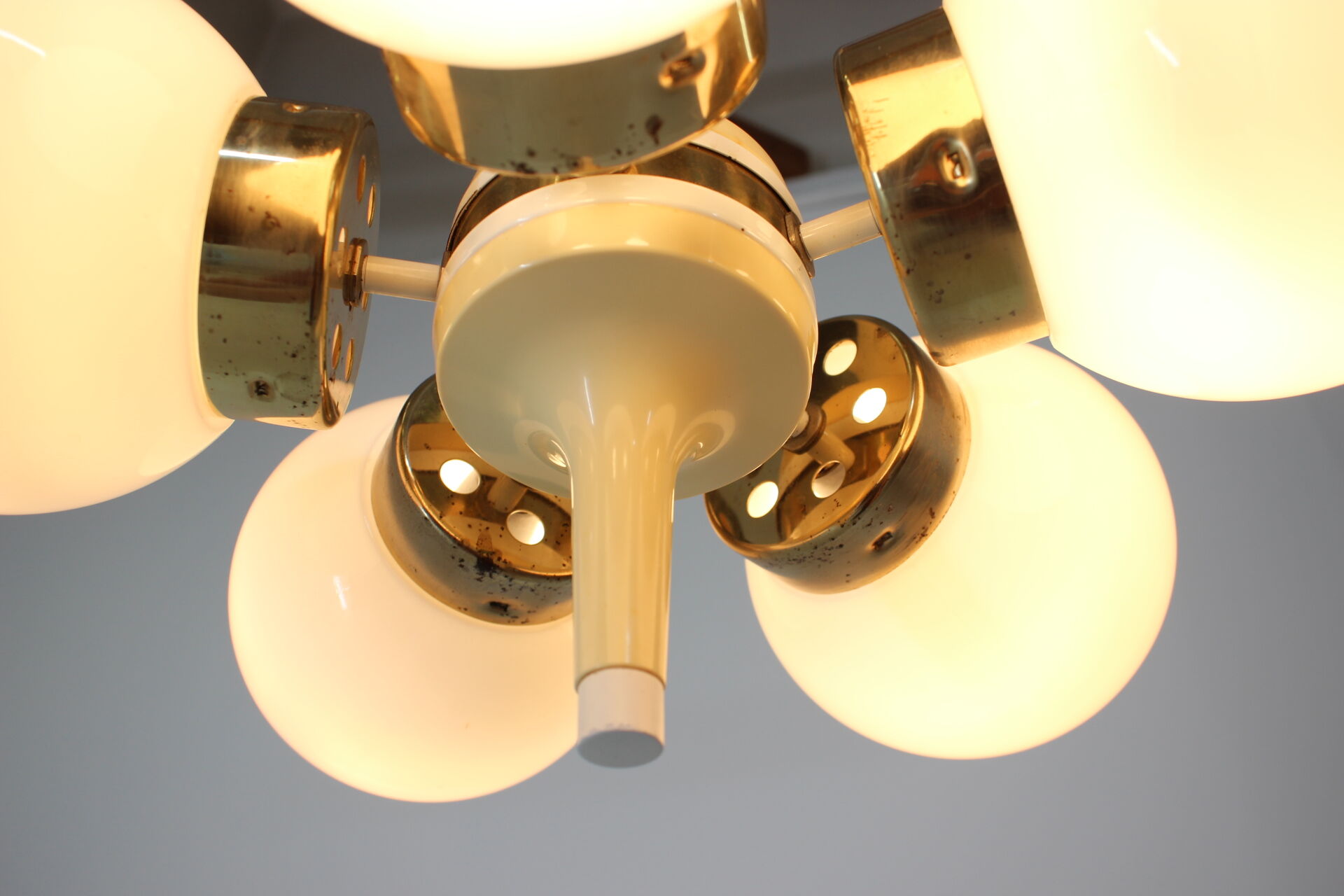 Space age chandelier sputnik by elektroinstala decin, 1970s