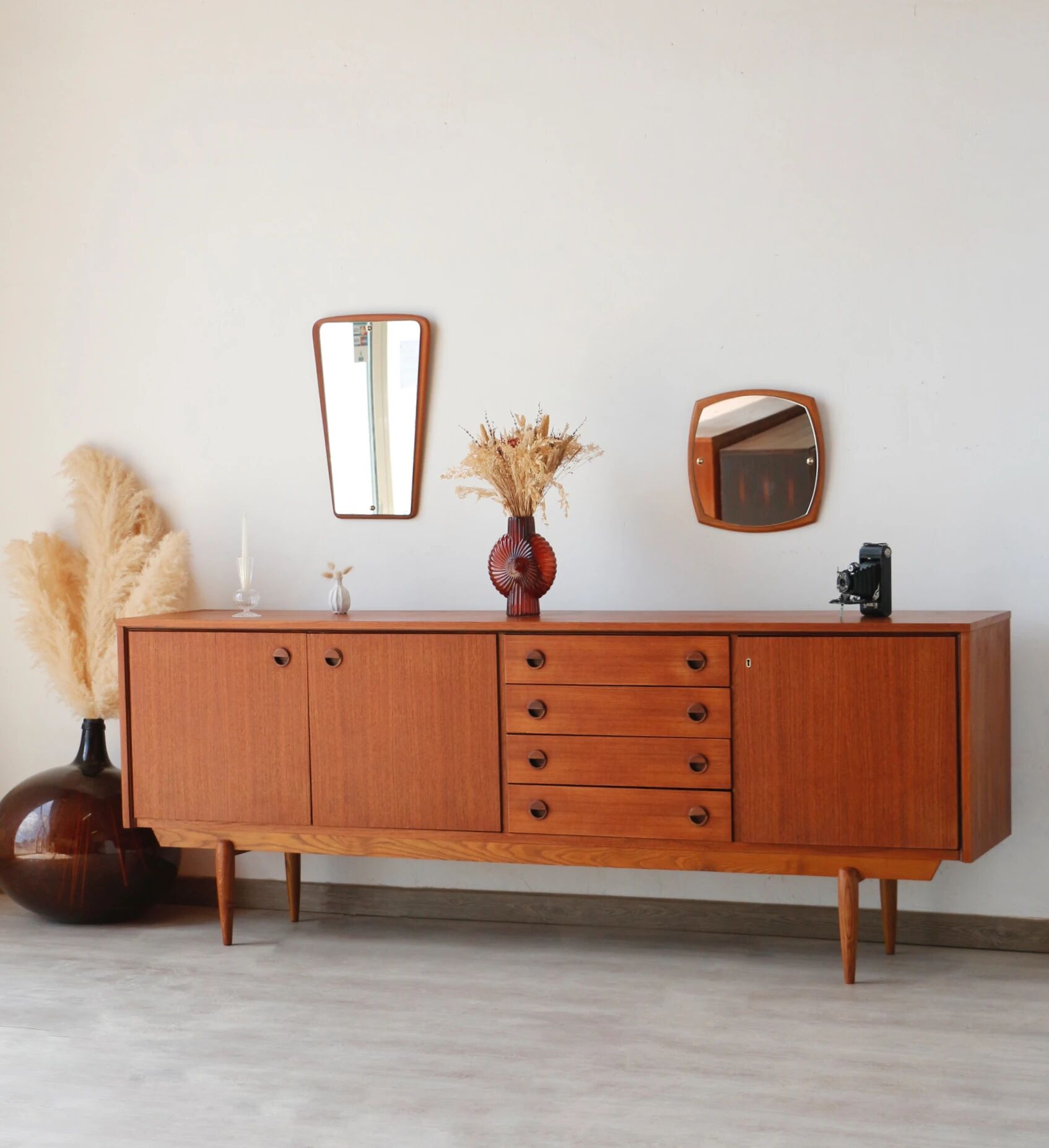 Vintage Scandinavian teak sideboard (220 cm)