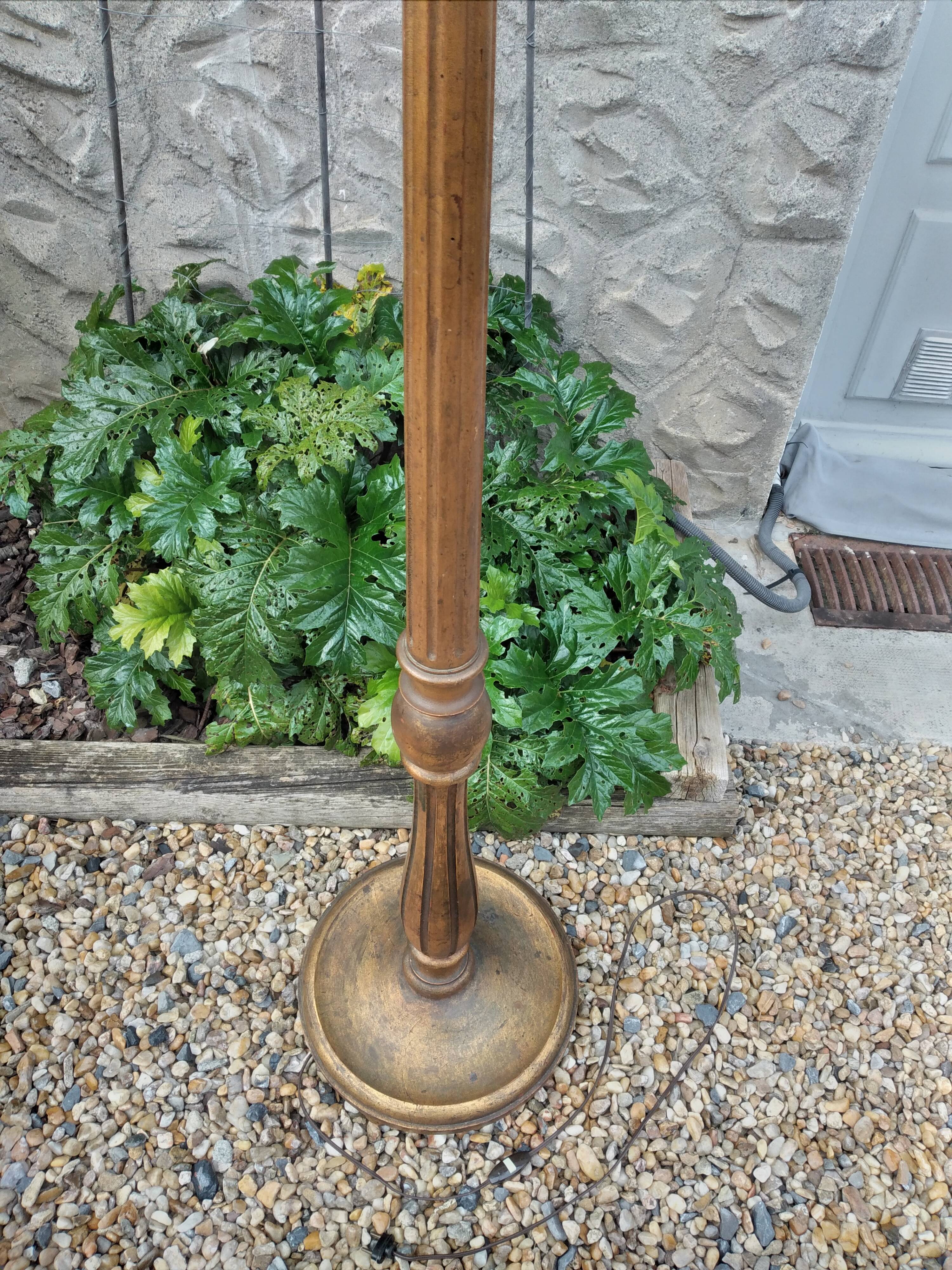 Gilded wooden floor lamp