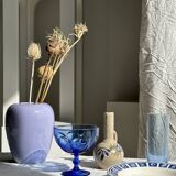 5 blue glass stemmed ice cream bowls