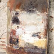 Oil on canvas signed Monique Humbert, abstract composition, wall painting, interior decoration.