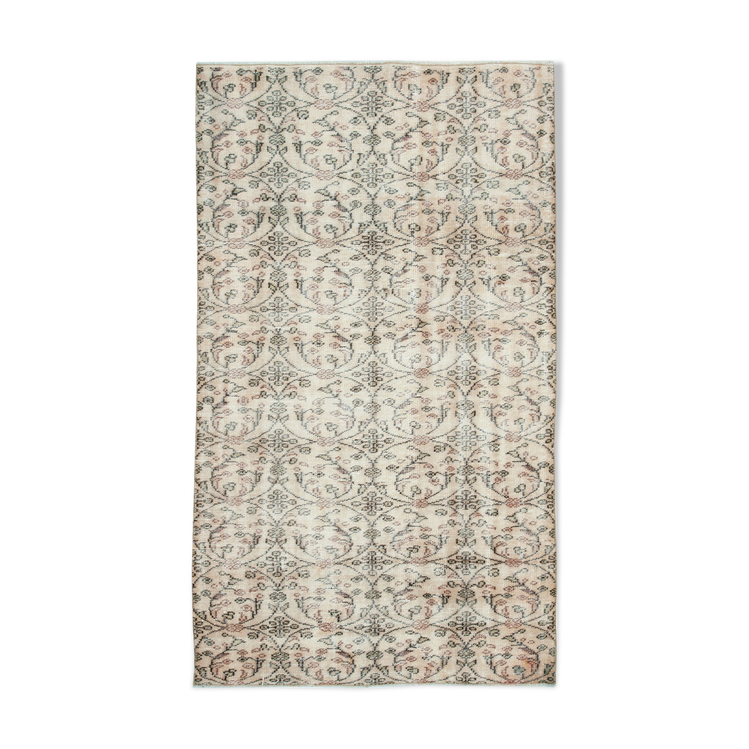 Oriental handmade wool 1970s beige carpet 137 cm x 240 cm