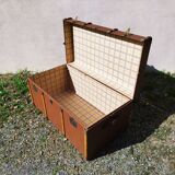 Large vintage arched travel storage trunk